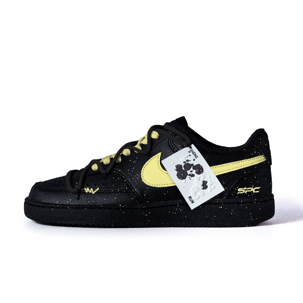 Nike Court Vision Low Anti-Slip Wear-Resistant Low-Top Skateboard Shoes Unisex Black Yellow