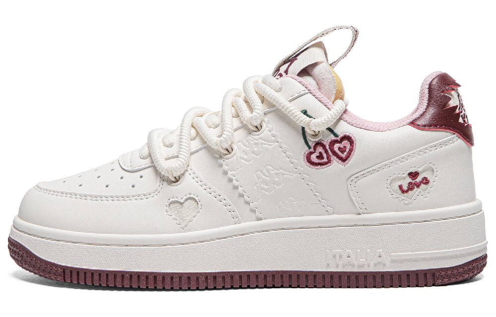 Kappa Leisure Collection Anti Slip Wear Resistant Low Top Skateboard Shoes Women's White Pink