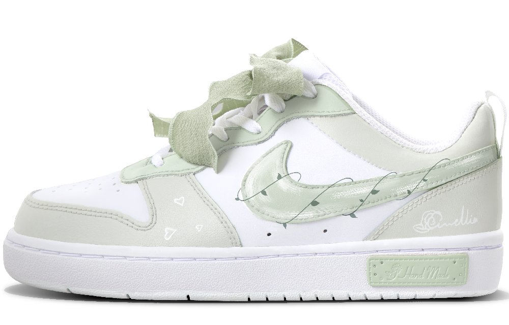 Nike Court Borough Spring Field Flowers Anti Slip Wear Resistant Low Top Skateboard Shoes GS White Green