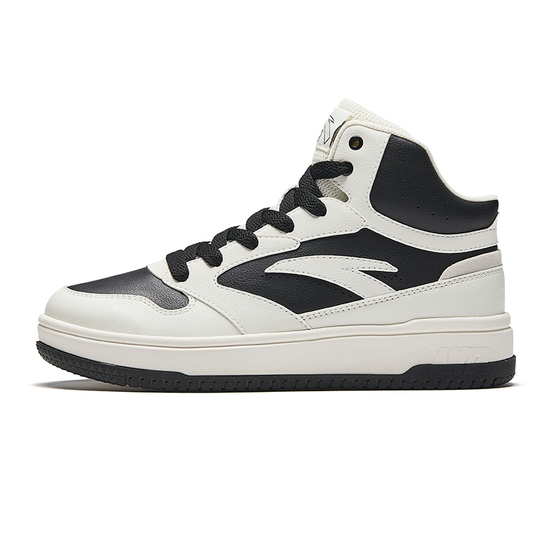 Anta Life Collection Anti-Slip Wear-Resistant Mid-Top Skateboard Shoes Women's White Black