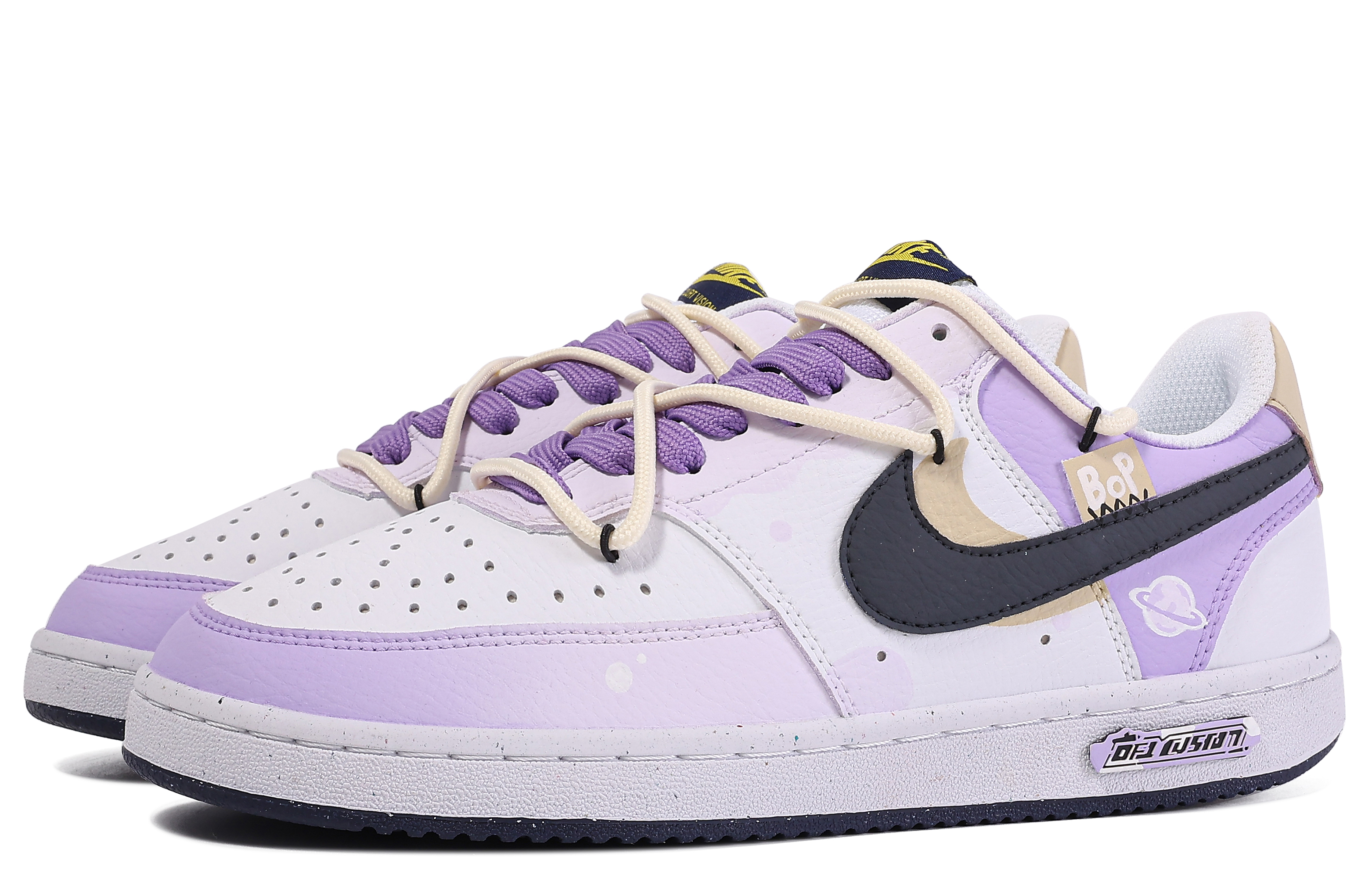 Nike Court Vision 1 Slip Resistant Abrasion Resistant Low top Skateboard Shoes Men's White Purple