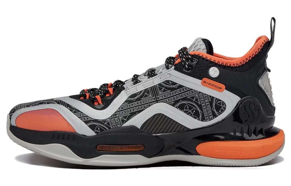 361° AG 2 Aaron Gordon AG2 Anti-Slip And Wear-Resistant Lightweight Mid-Top Basketball Shoes Men's Black Gray Orange
