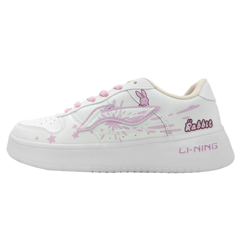 LiNing Pontoon Boats Slip Resistant Cushioning Height Increasing Low top Skateboard Shoes Unisex White Pink