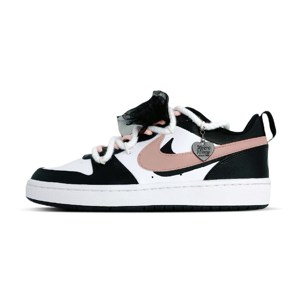 Nike Court Borough Anti-Slip And Wear-Resistant Breathable Low-Top Skateboard Shoes GS Black White