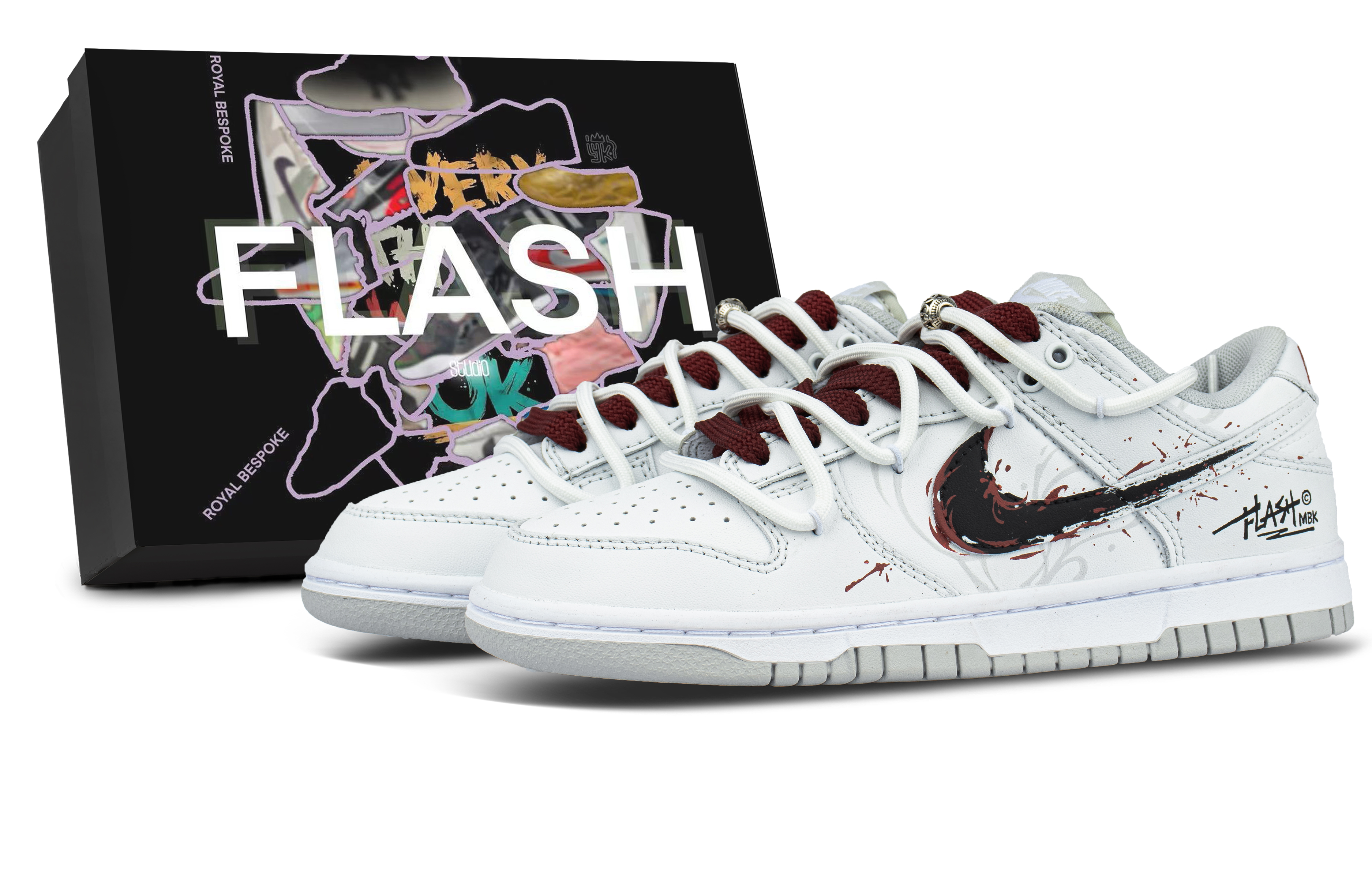 Nike Dunk Flower Spirit, Box Included Slip Resistant Low top Skateboard Shoes Unisex Gray White