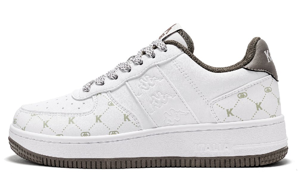 Kappa Anti-Slip Wear-Resistant Low-Top Skateboard Shoes Women's White Brown