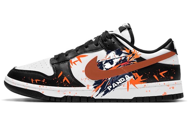 Nike Dunk Skateboard Shoes Unisex Low-Top Black/White/Orange