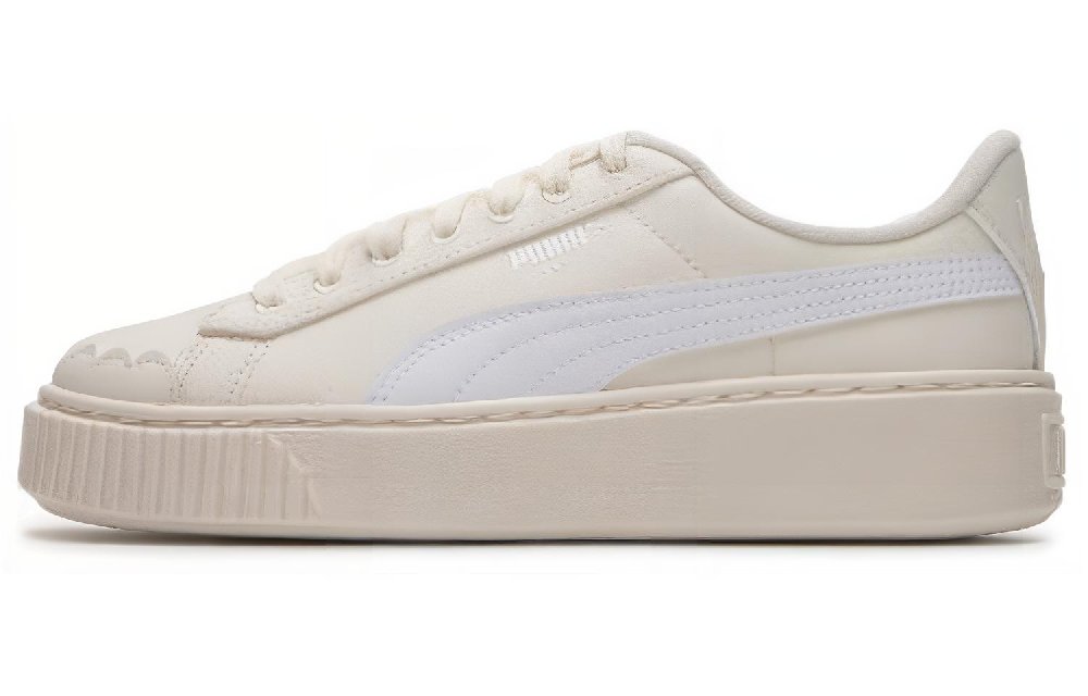 PUMA BASKET PLATFORM Canvas V2 Coverage Breathable Low Top Skateboard Shoes Women's White