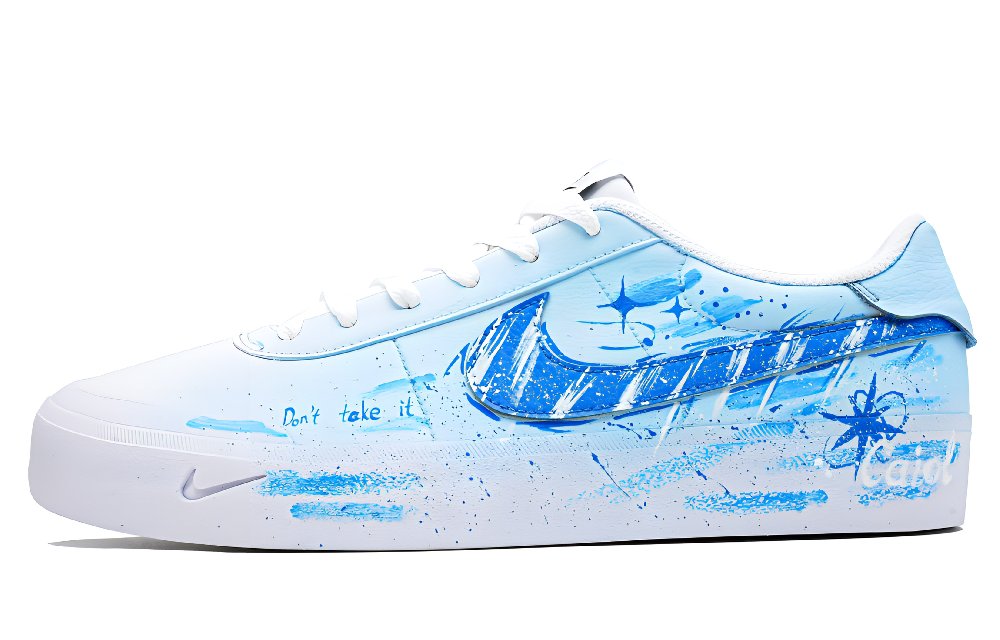 Nike Court Shot Cerulean Xingji Non slip Lightweight Low Top Skateboard Shoes Unisex White Blue