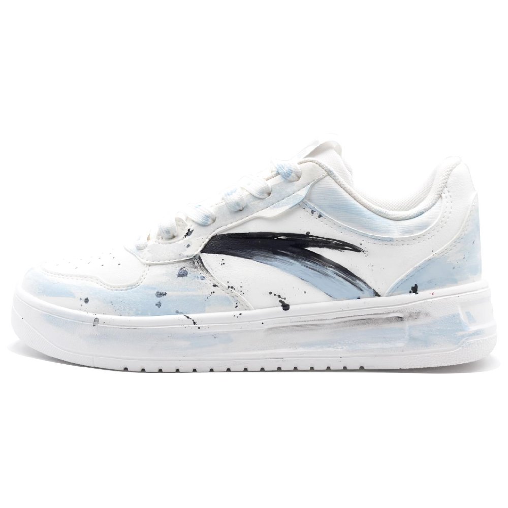 Anta Slip Resistant, Abrasion Resistant, And Balanced Low Top Skateboard Shoes Women's White Blue