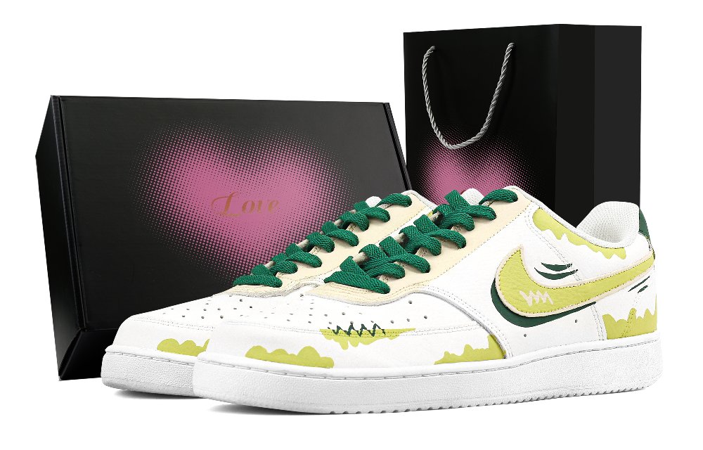 Nike Court Vision 1 Jungle Mystic Realm Abrasion Resistant Low Top Skateboard Shoes Men's Neon Yellow