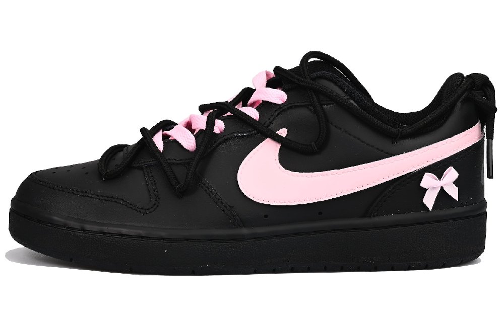 Nike Court Borough Sleeping Girlish Vlad Slip Resistant Low Top Skateboard Shoes GS Black Pink