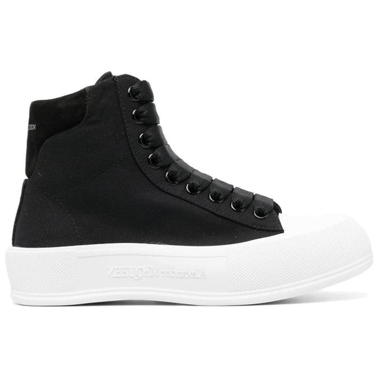 Alexander McQueen High Top Deck Skate Plimsoll Shoes 'Black White' Women's