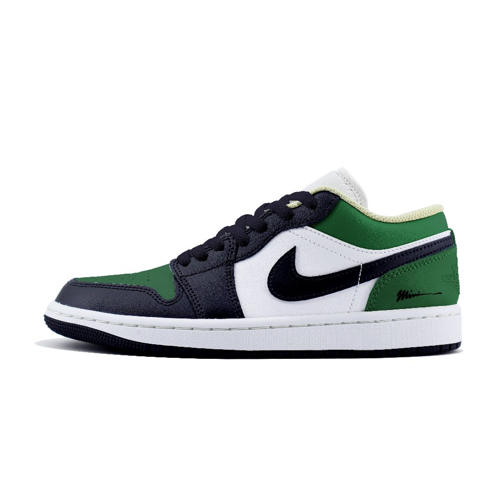 Jordan Air Jordan 1 Anti Slip Wear Resistant Low Top Vintage Basketball Shoes Unisex Black Green