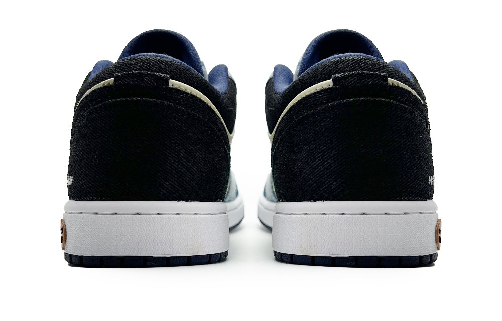 Jordan Air Jordan 1 Anti-Slip And Wear-Resistant Lightweight Low-Top Vintage Basketball Shoes Men's Black Blue Yellow