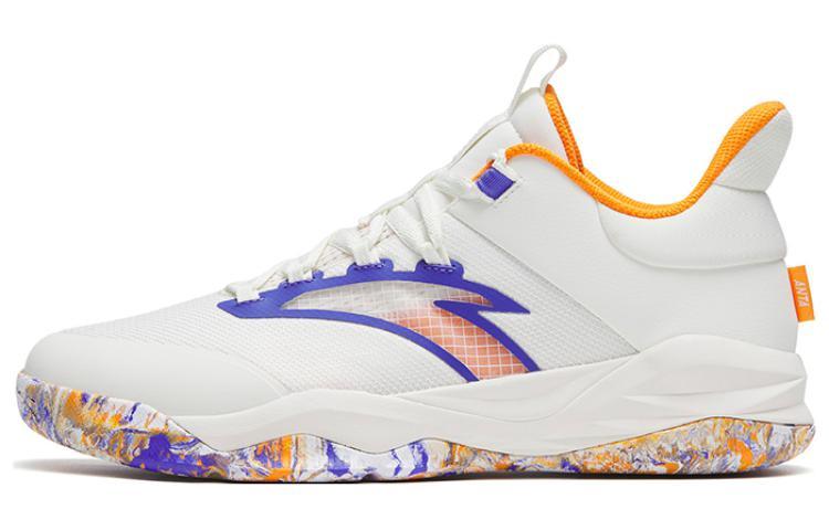 Anta Bastard Lightweight Wear-resistant And Non-slip Low-Top Basketball Shoes White Orange Purple
