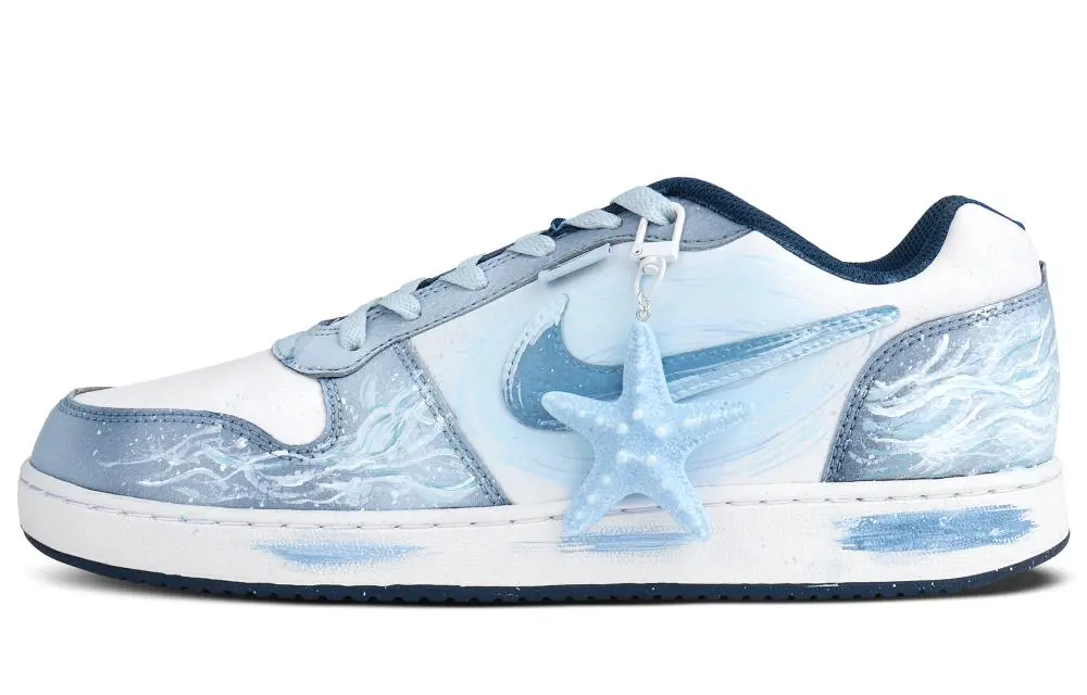 Nike EBERNON Abrasion Resistant Slip Resistant Low top Skateboard Shoes Men's Blue White