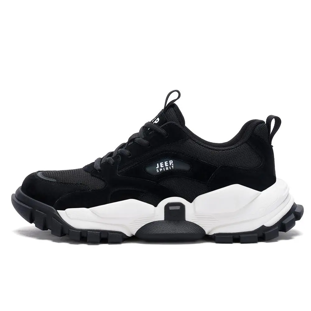 JEEP SPIRIT Cushioning, Abrasion Resistant, Impact Resistant, Height Increasing Low Top Casual Shoes Men's Black