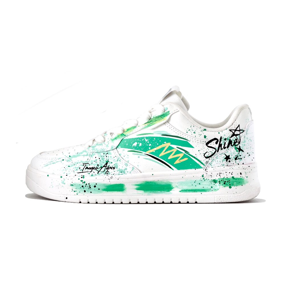 Anta Relaxed Cushioning Lightweight Abrasion Resistant Low Top Skateboard Shoes Men's White Green