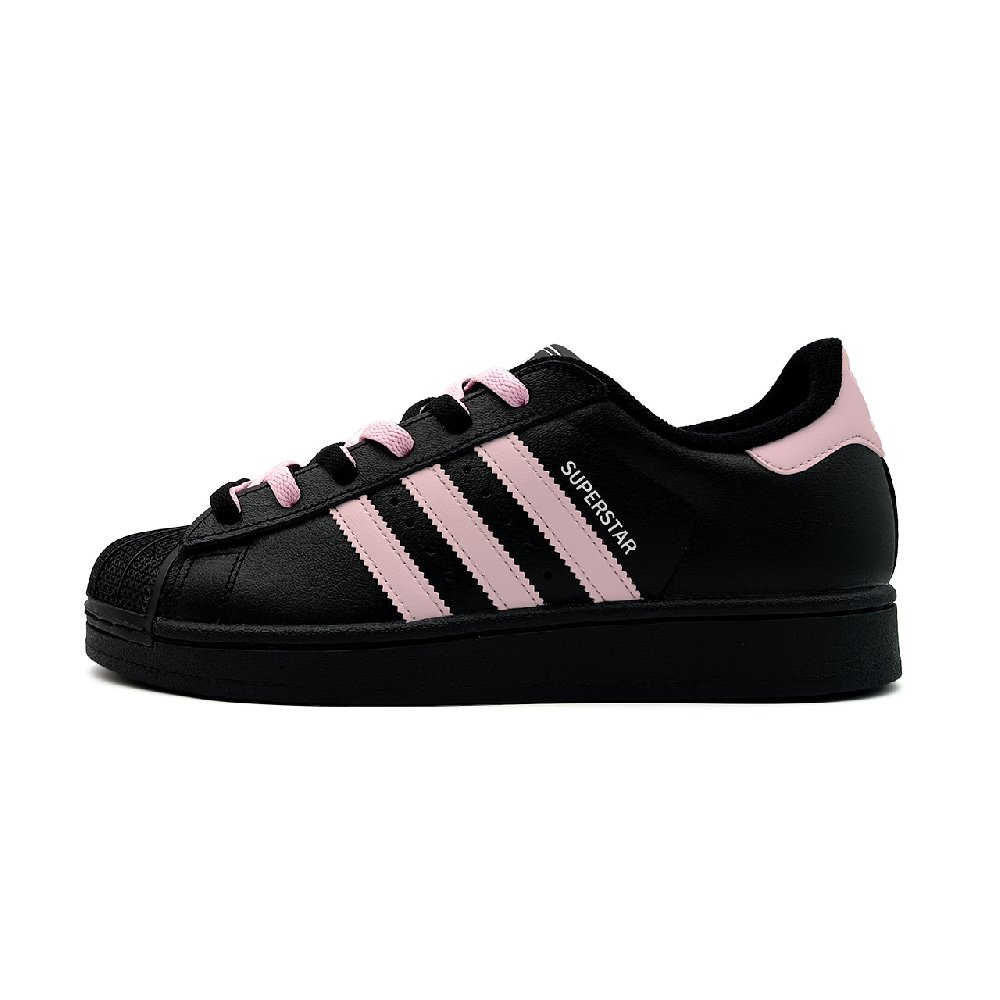 Adidas Originals Superstar Abrasion Resistant Low Top Skateboard Shoes Women's Black Pink
