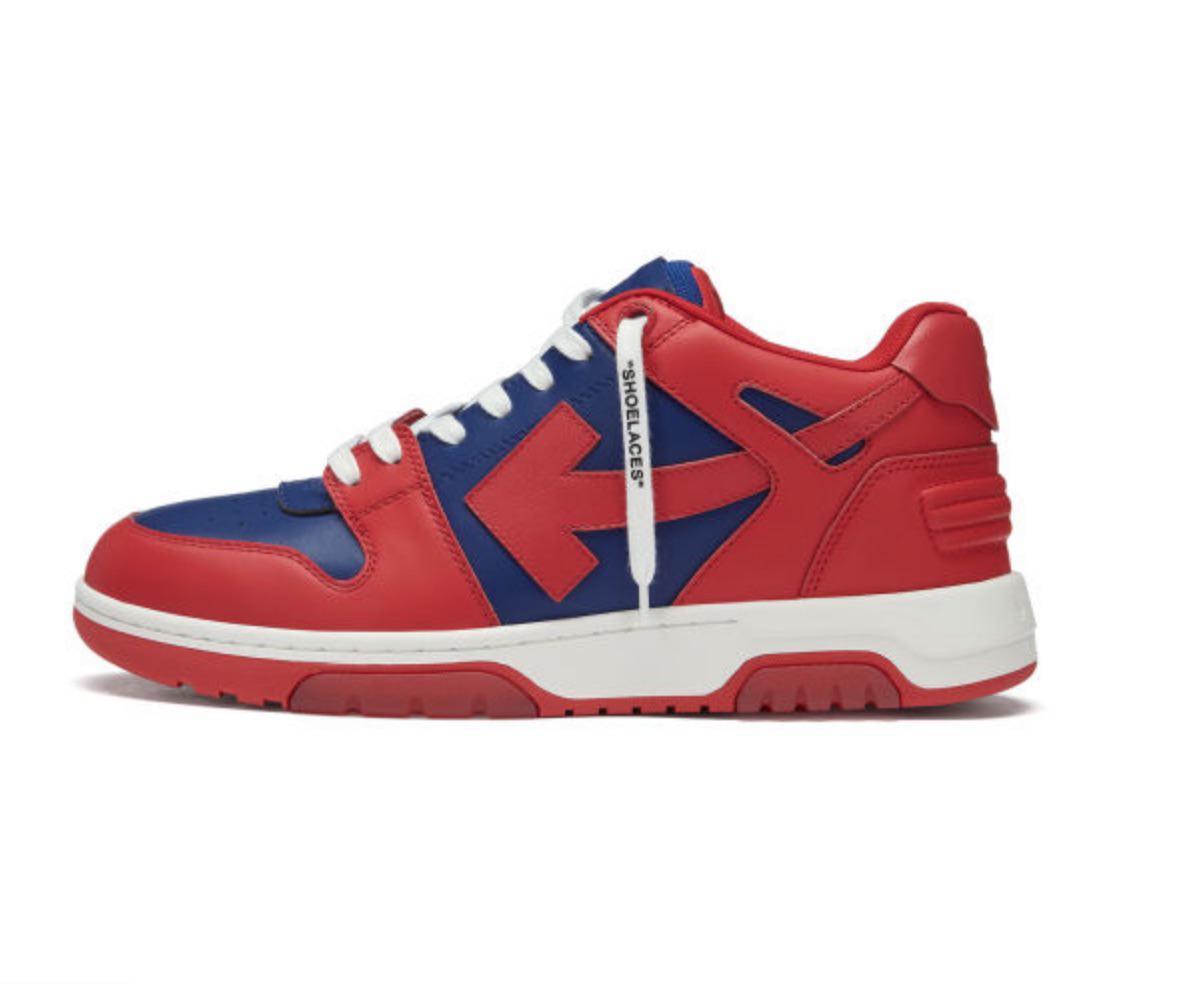 OFF WHITE Out Of Office Mid top Skateboard Shoes Men's Red Blue