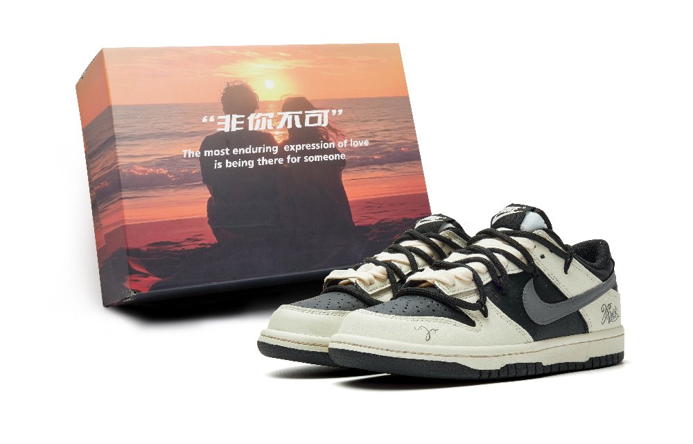Nike Dunk Abrasion Resistant Low Top Skateboard Shoes Unisex Beige Gray Black