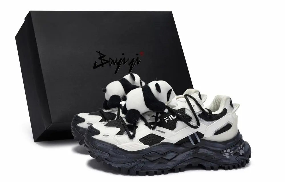FILA FUSION BIANCO 811 Manufacture Black White Special Shoe Box Slip-Resistant Low-Top Casual Shoes Women's Black White