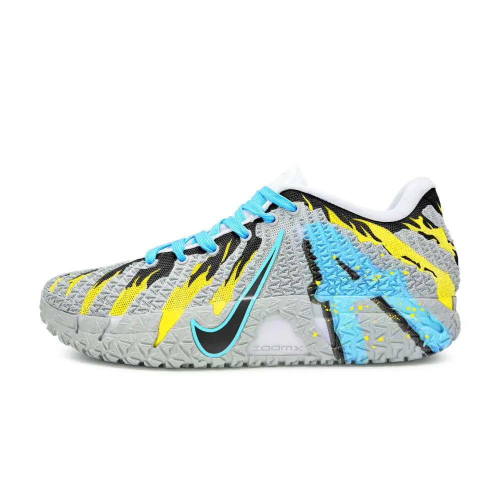 Nike Ja Morant 3 Abrasion Resistant Breathable Basketball Shoes Unisex Yellow Black Cyan