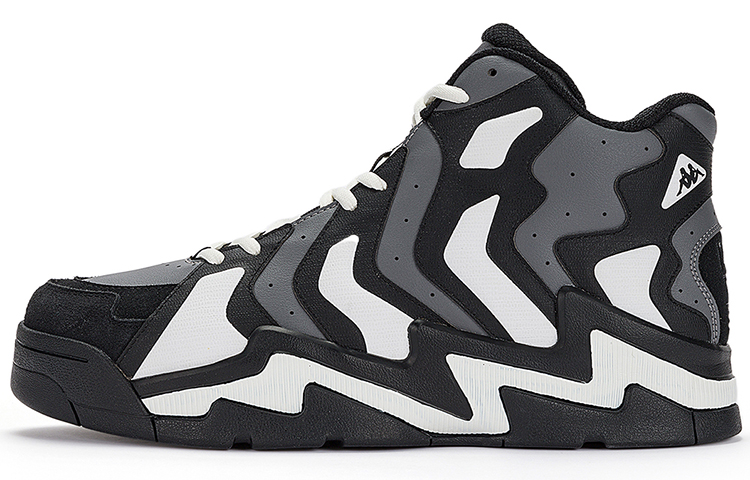 Kappa High-Top Skateboard Shoes Unisex Black Gray White