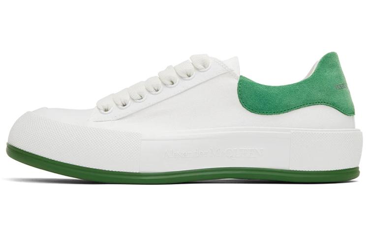 Alexander McQueen Deck Skate Plimsoll Lace Up 'White Green Suede'