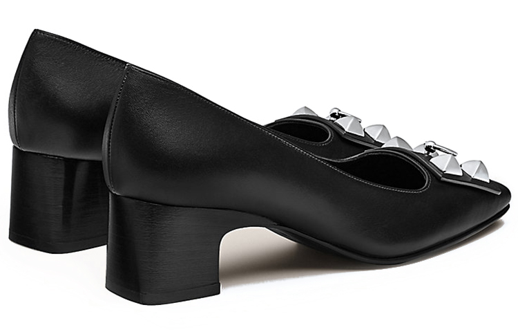 HERMES Delicate Chunky Heel High Heels 5cm Women's Black