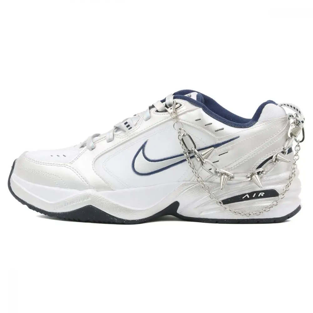 Nike Air Monarch 4 Silver Chain Swift Wind Abrasion Resistant Low top Chunky Sneakers Unisex Silver White