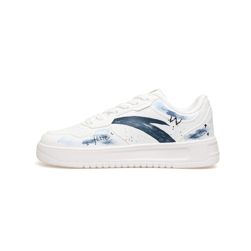 Anta Slip-Resistant Cushioning Low-Top Skateboard Shoes Men's White Blue