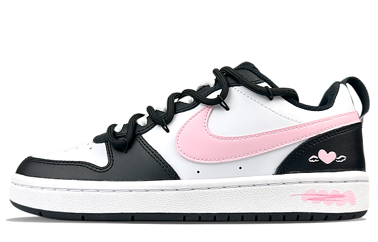 Nike Court Borough Non-slip Lightweight Low-Top Skateboard Shoes GS Black Pink