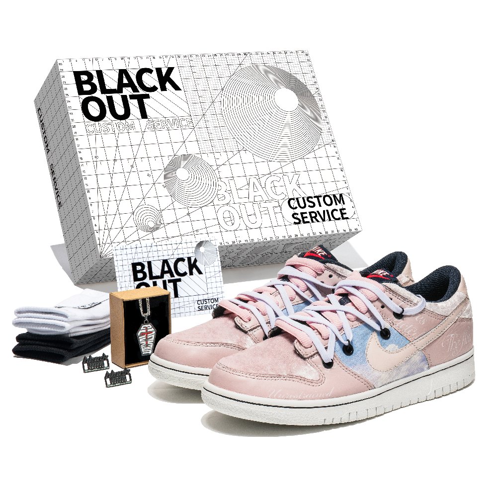 Nike Dunk Low Low-Top Skateboard Shoes GS Blue Pink