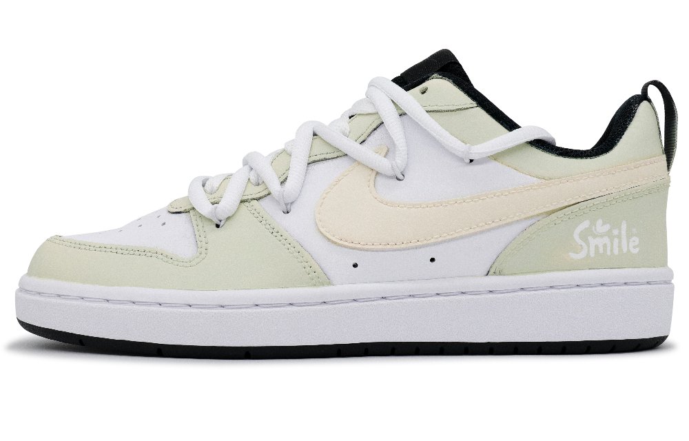 Nike Court Borough Slip-Resistant Quick-Dry Lightweight Low-Top Skateboard Shoes GS White Green Yellow