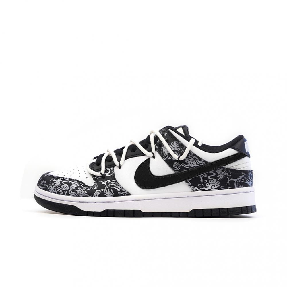 Nike Dunk Anti-Slip Wear-Resistant Low-Top Skateboard Shoes Unisex Black White