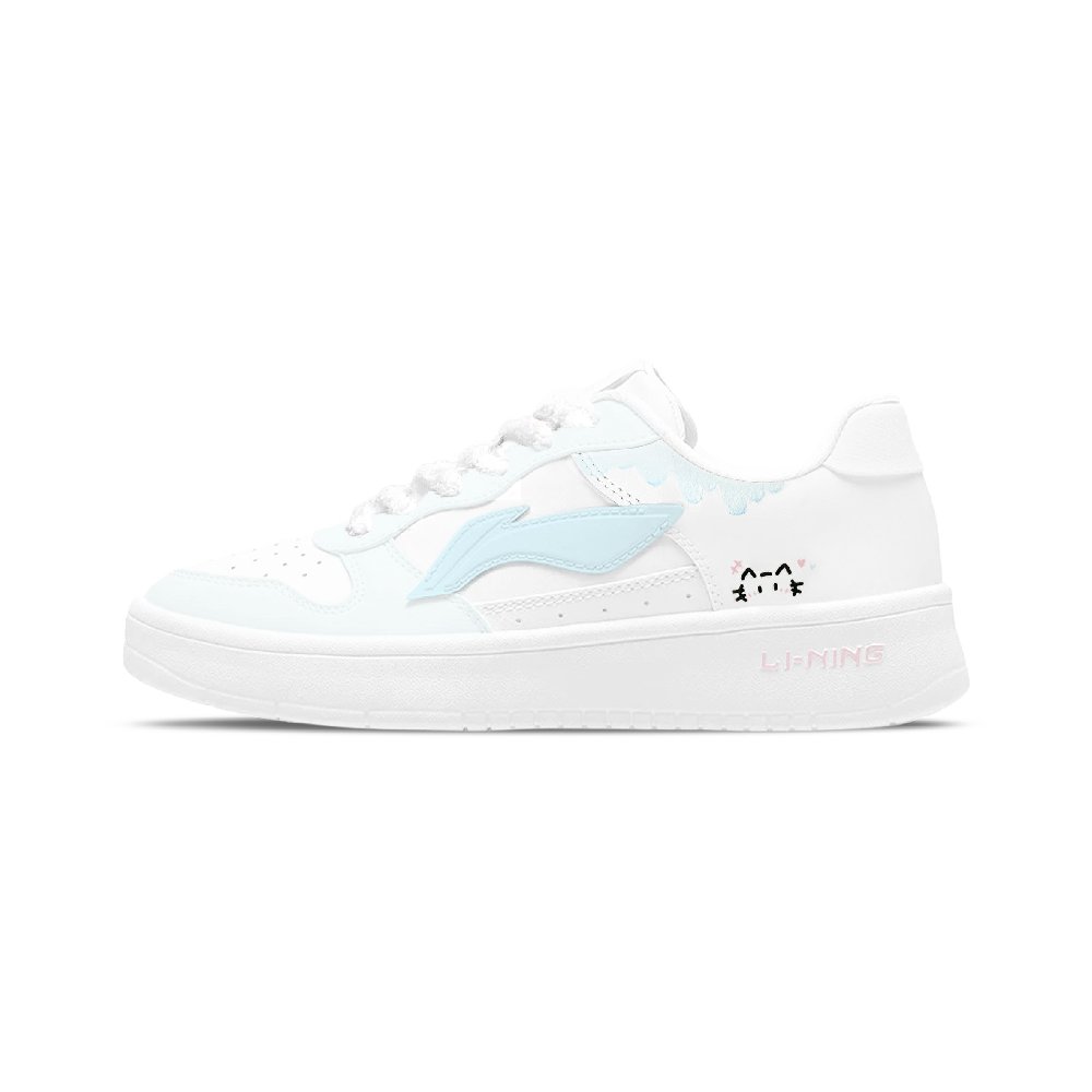 LiNing Pontoon Boats Lightweight, Breathable, And Slip Resistant Low Top Skateboard Shoes Women's White Blue