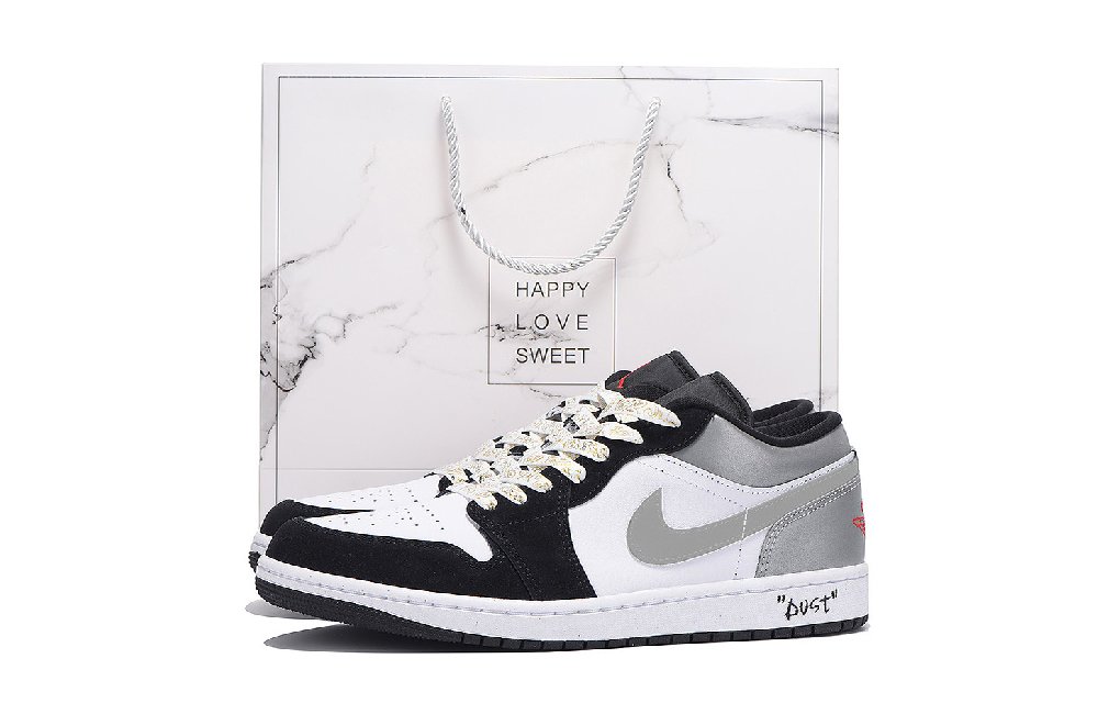 Jordan Air Jordan 1 Anti-Slip And Wear-Resistant Coverage Low-Top Vintage Basketball Shoes Unisex Light Gray
