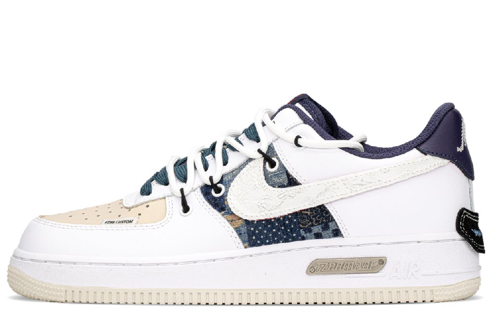 Nike Air Force 1 Slip Resistant Low Top Skateboard Shoes Men's White Blue