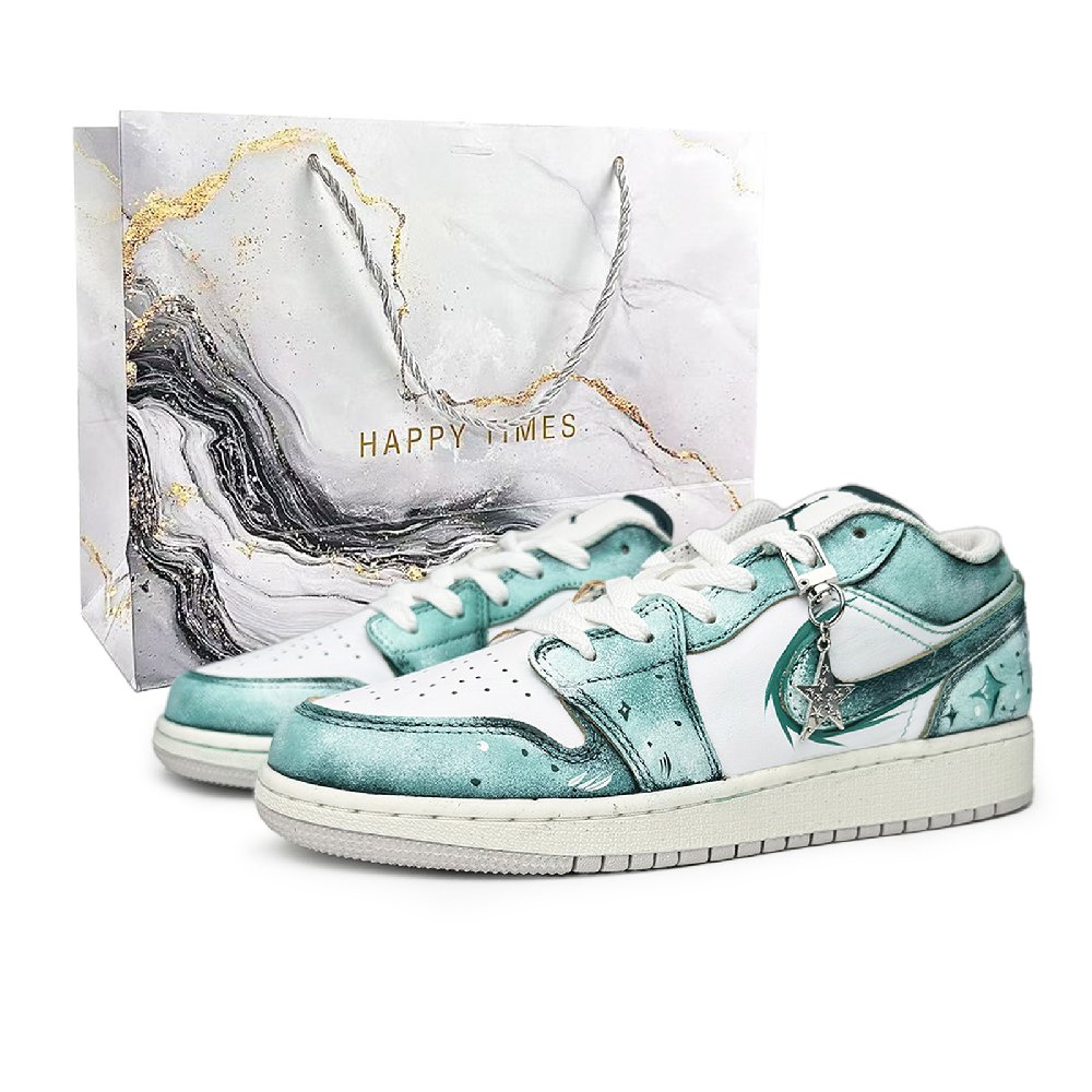 Jordan Air Jordan 1 Low Top Vintage Basketball Shoes Unisex Emerald