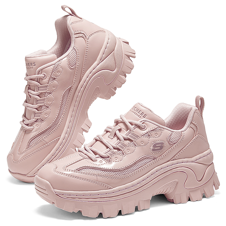 Skechers Honey Cake Shoes Cushioning Height Increasing Abrasion Resistant Low Top Chunky Sneakers Women's Rose Red