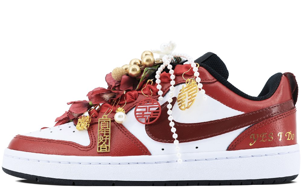 Nike Court Borough Anti-Slip Wear-Resistant Low-Top Skateboard Shoes Women's Red