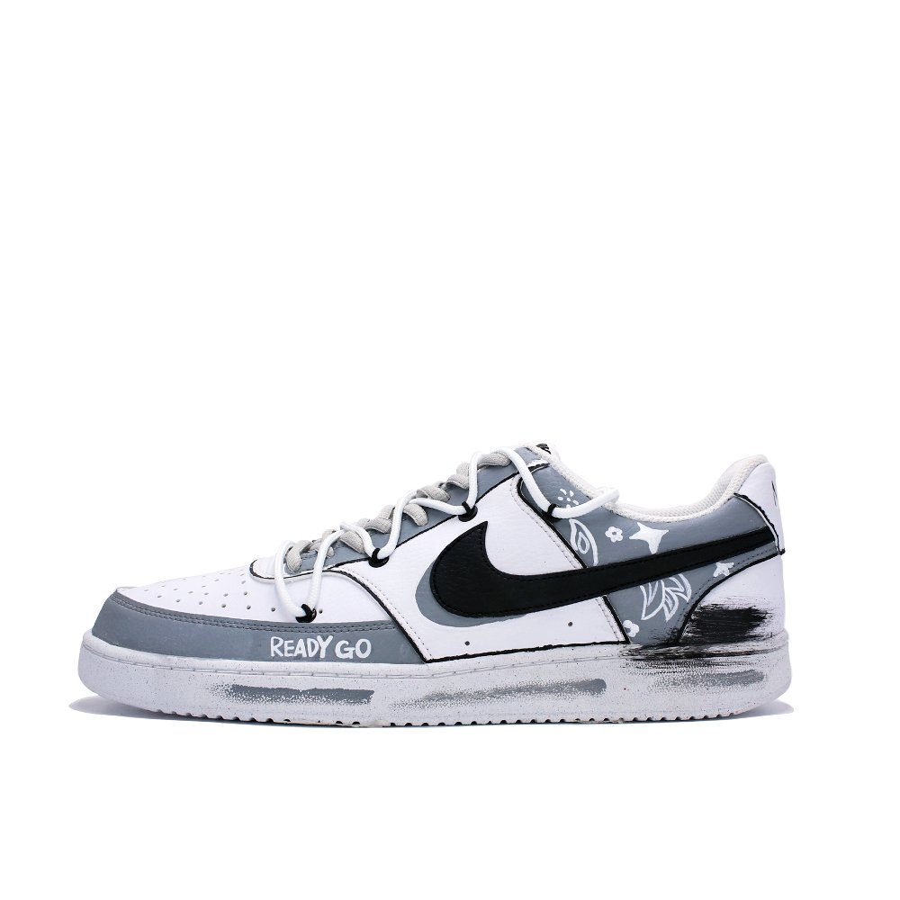 Nike Court Vision 1 Low Top Skateboard Shoes Men's Black Gray
