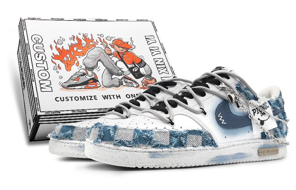 Nike Court Vision 1 Slip-Resistant Cushioning Low-Top Skateboard Shoes Men's White Blue