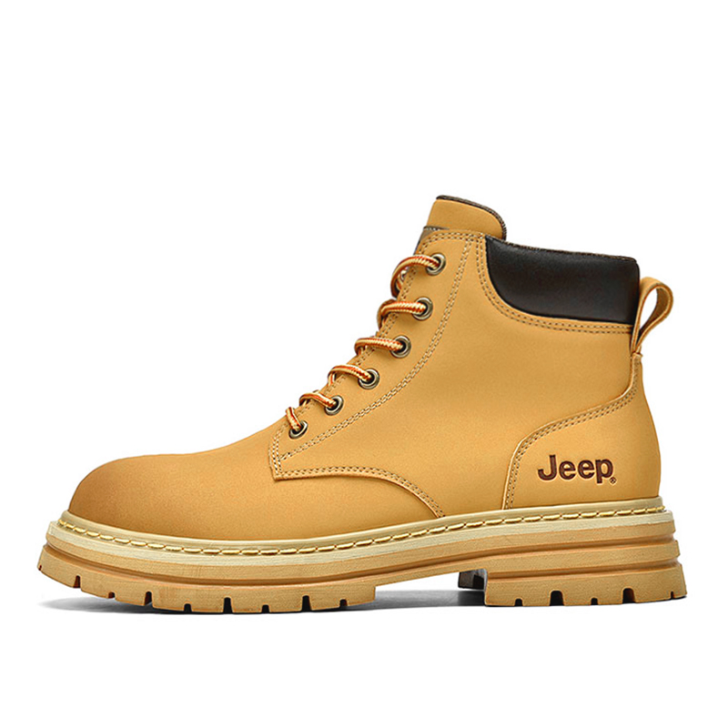 Jeep Vintage Classic Yellow Boots, Winter Tactical Boots Short Martin Boot Unisex