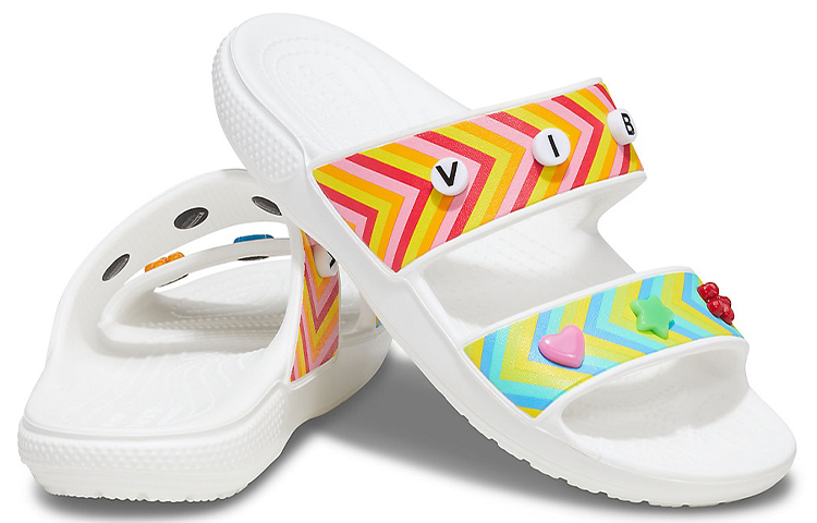 Crocs Classic Clog Slide Slippers Unisex White/Multicolor