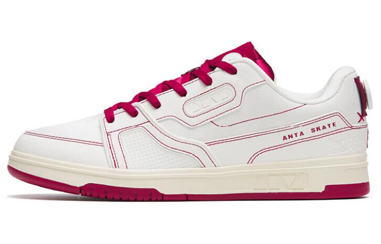 Anta AOYU Cushioning Wear-Resistant Low-Top Skateboard Shoes Men's White Red