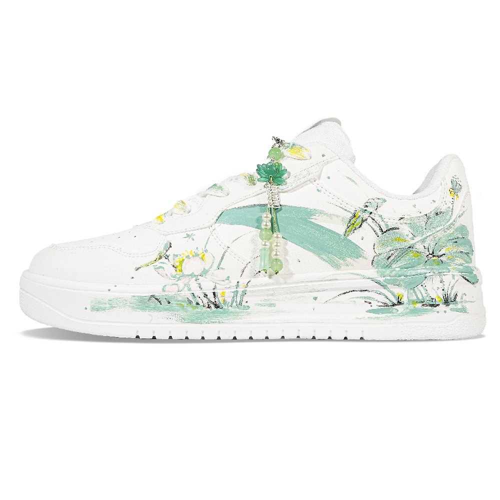 Anta Slip Resistant, Abrasion Resistant, Breathable Low Top Skateboard Shoes Unisex Cyan White