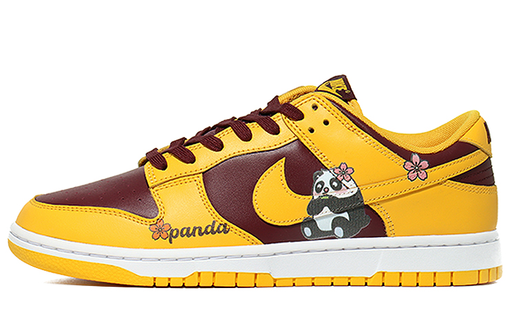 Nike Dunk Low Non slip Lightweight Low Top Skateboard Shoes Men's Yellow Rice Wine Red